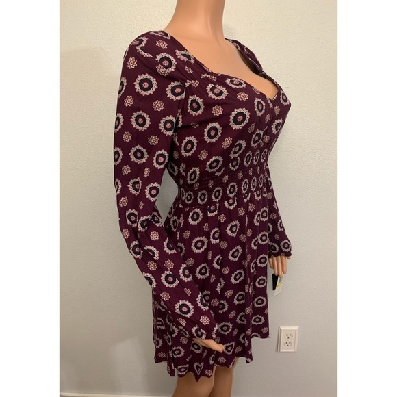 Takara Burgundy Floral Print Dress - Picture 4 of 12
